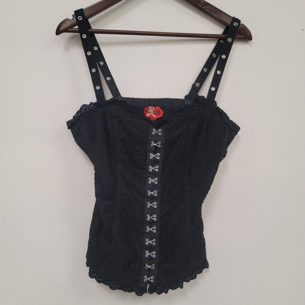 Vintage Royal Bones by DAANG Womens Corset Top Size XL Goth Y2K Witchy Black